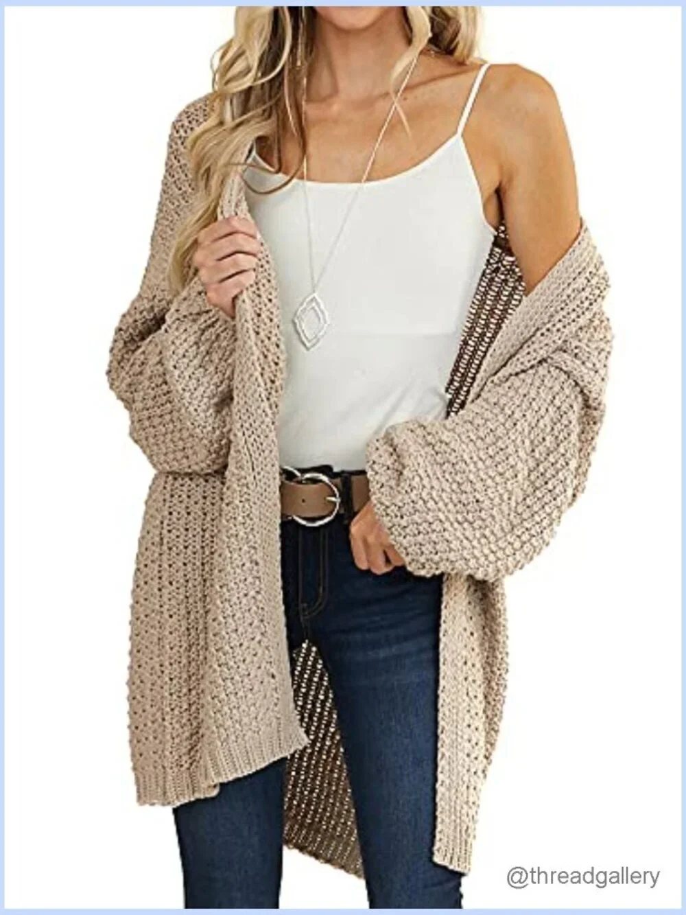 Chunky Knit Long Sleeve Open Front Cardigan Sweater